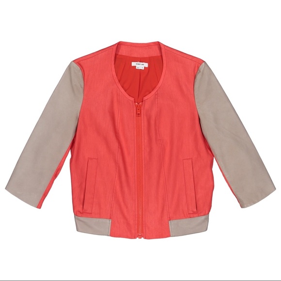 $600 Helmut Lang Red Linen Twill Bomber Jacket - Picture 2 of 4